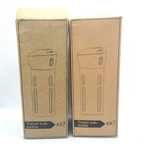 Travel Dispenser Set of 2 Leak-proof  Reusable 4-in-1 Travel Bottles. New